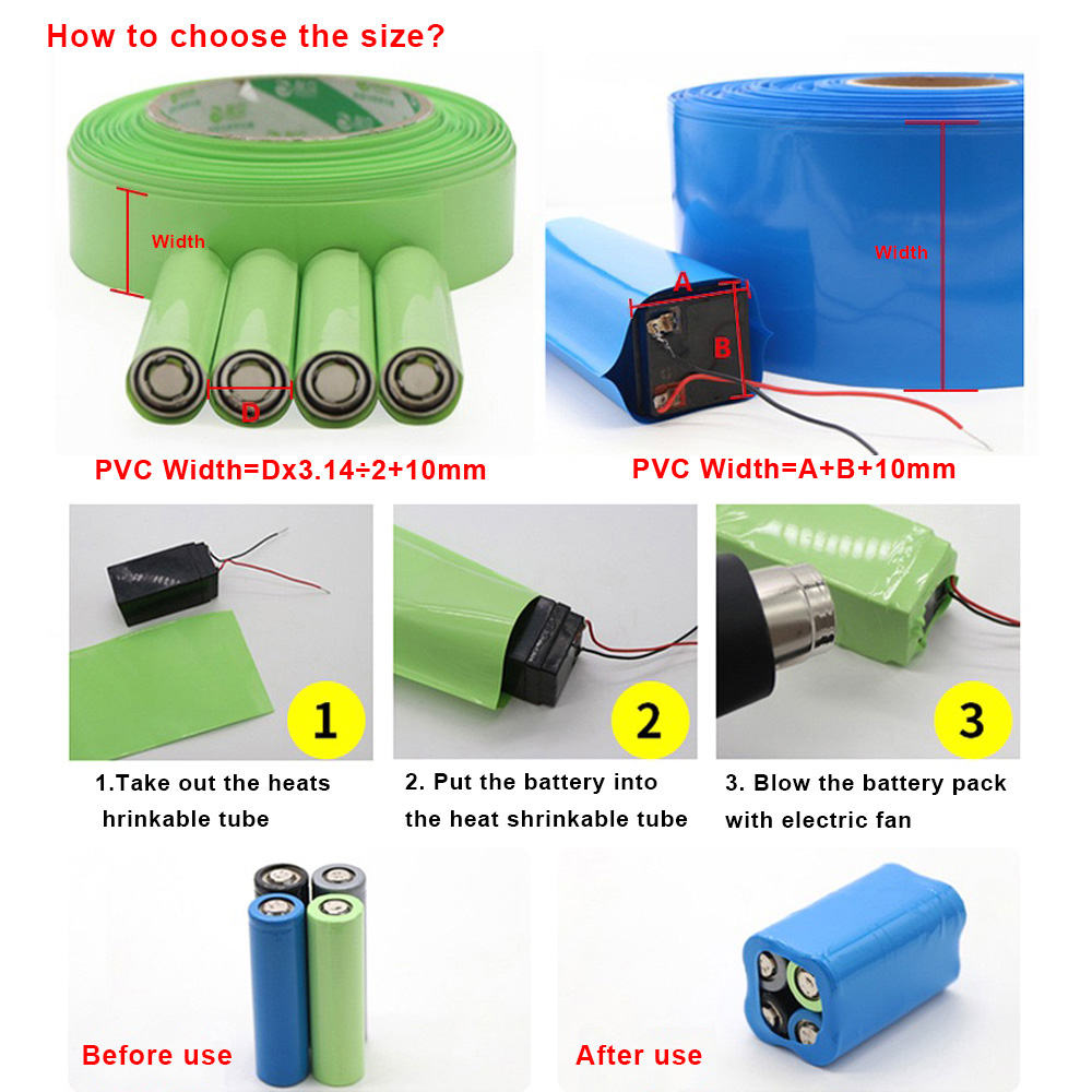 1 متر 18650 يبو بطارية بولي كل - مراجعة Shrink Wrap Pvc وسعره